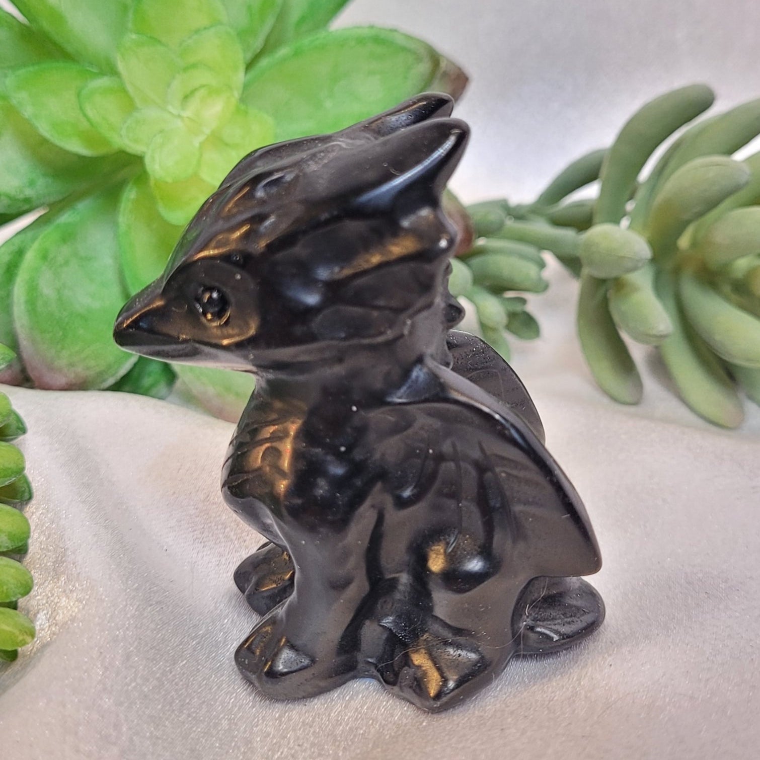 Obsidian Baby Dragon Carving