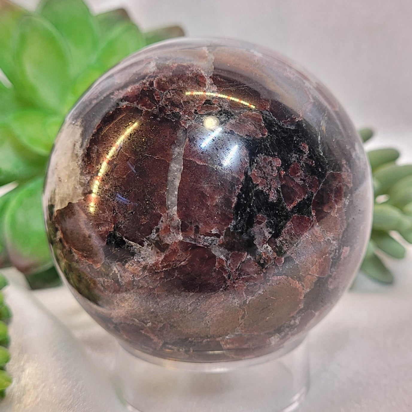 Garnet & Arfvedsonite Crystal Sphere 70.1 mm
