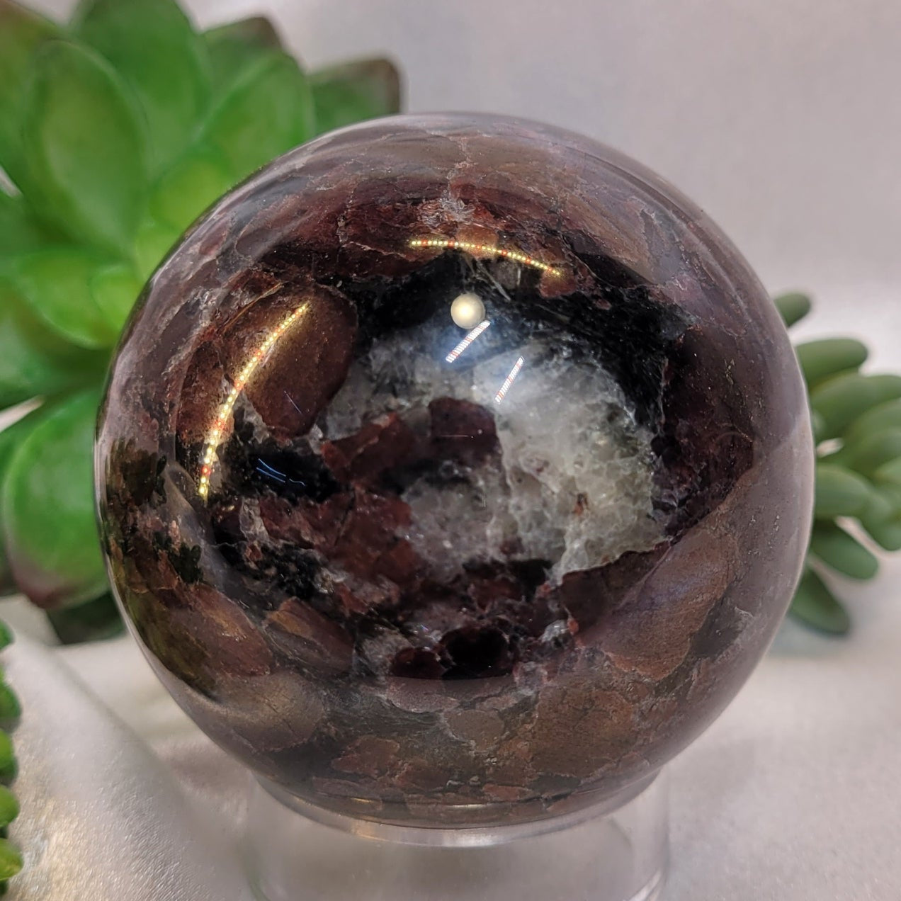 Garnet & Arfvedsonite Crystal Sphere 70.1 mm