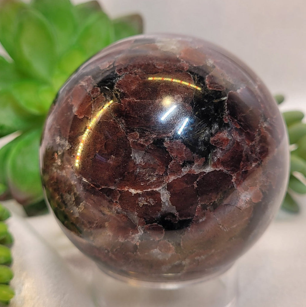 Garnet & Arfvedsonite Crystal Sphere 70.1 mm