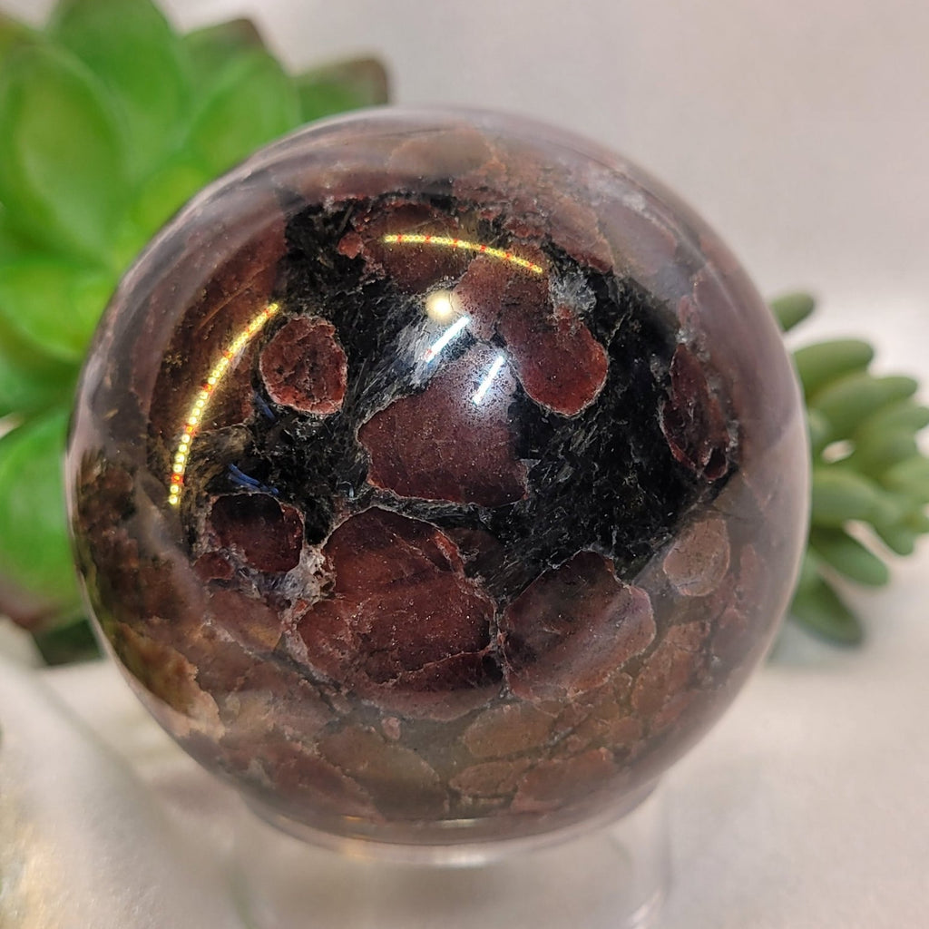 Garnet & Arfvedsonite Crystal Sphere 70.1 mm