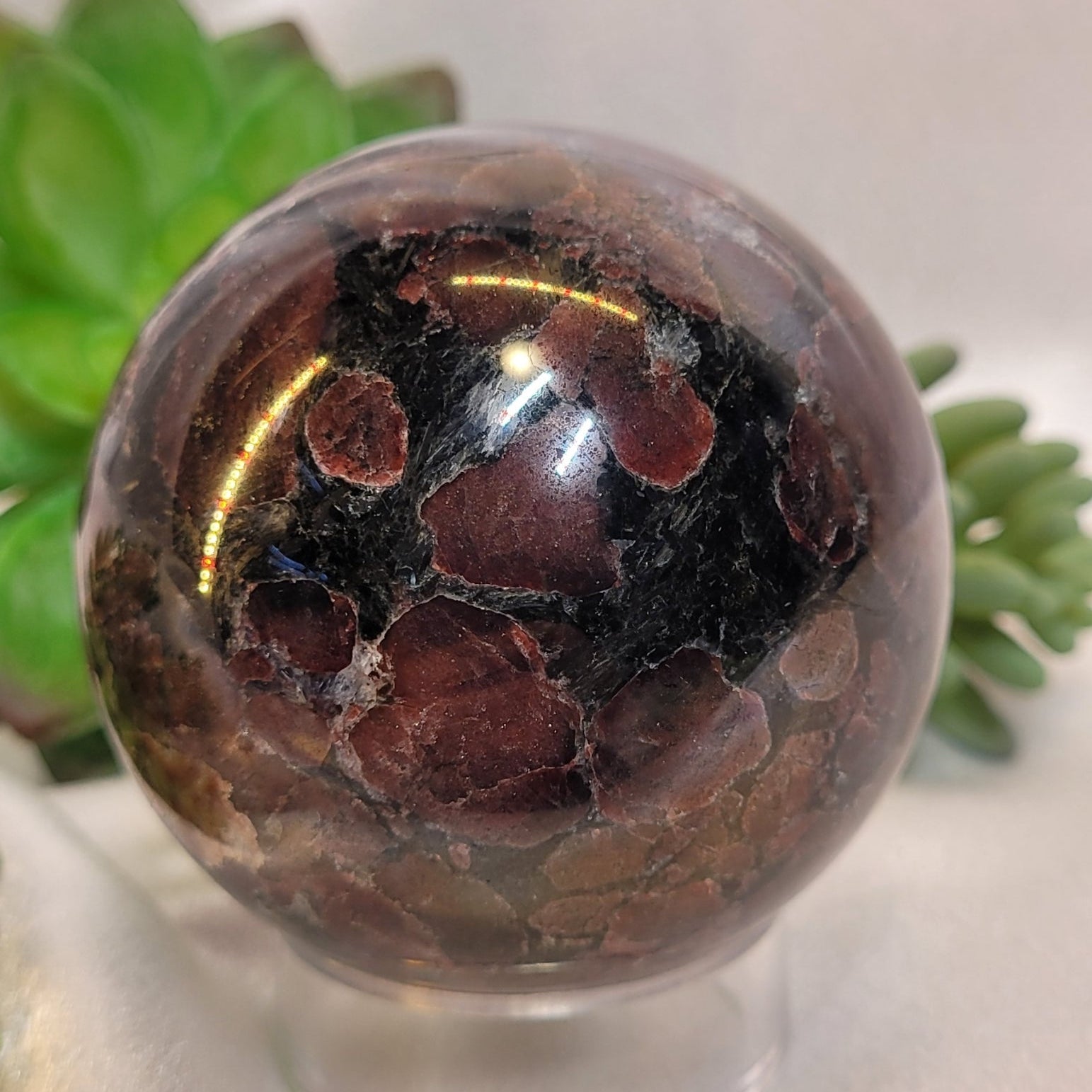 Garnet & Arfvedsonite Crystal Sphere 70.1 mm