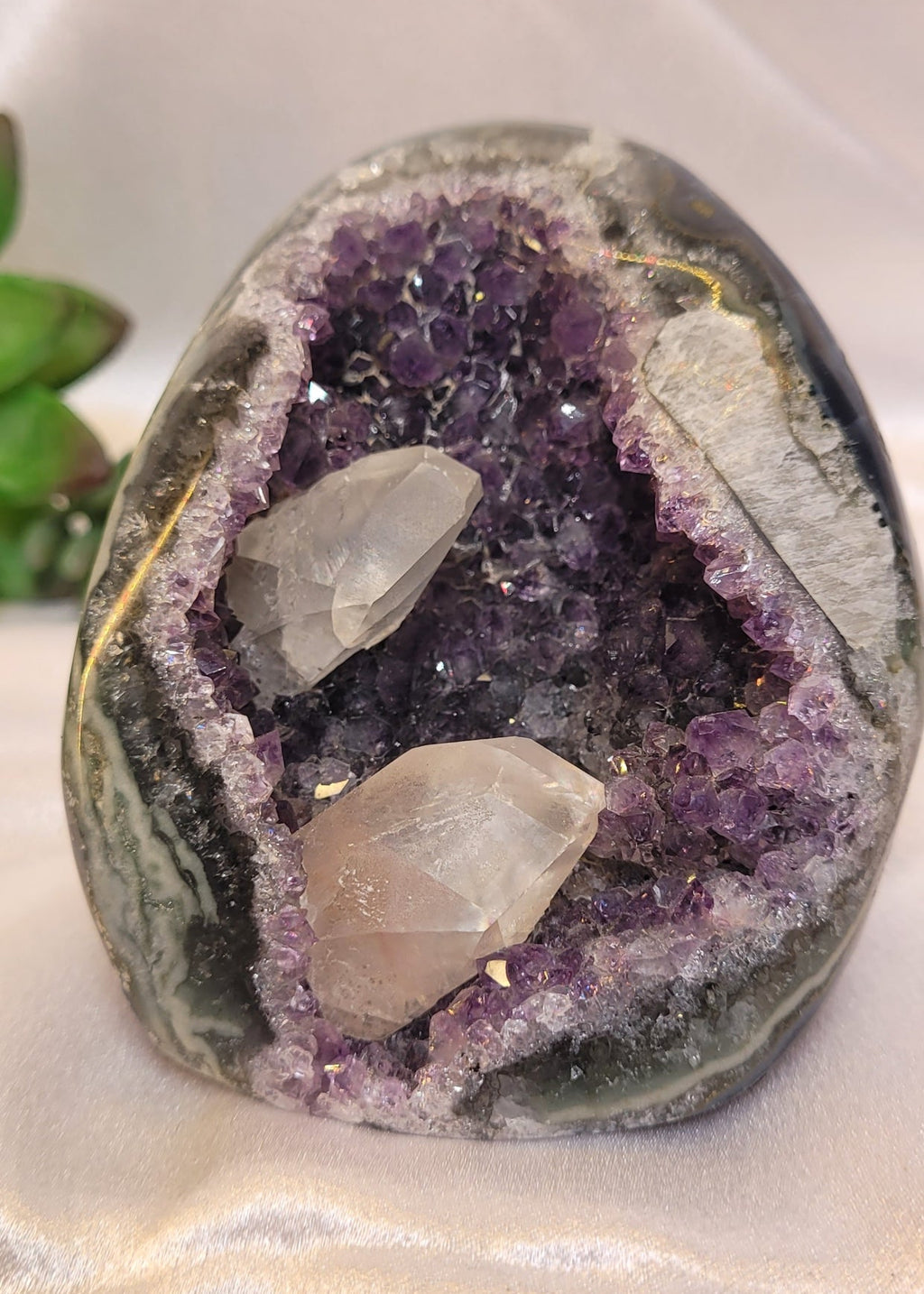 Amethyst Geode Freeform with UV Reactive Calcite Crystals