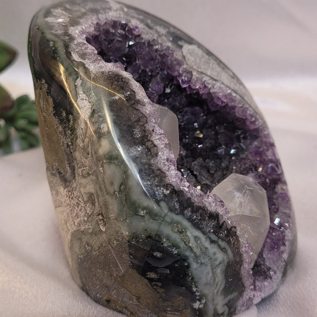 Amethyst Geode Freeform with UV Reactive Calcite Crystals
