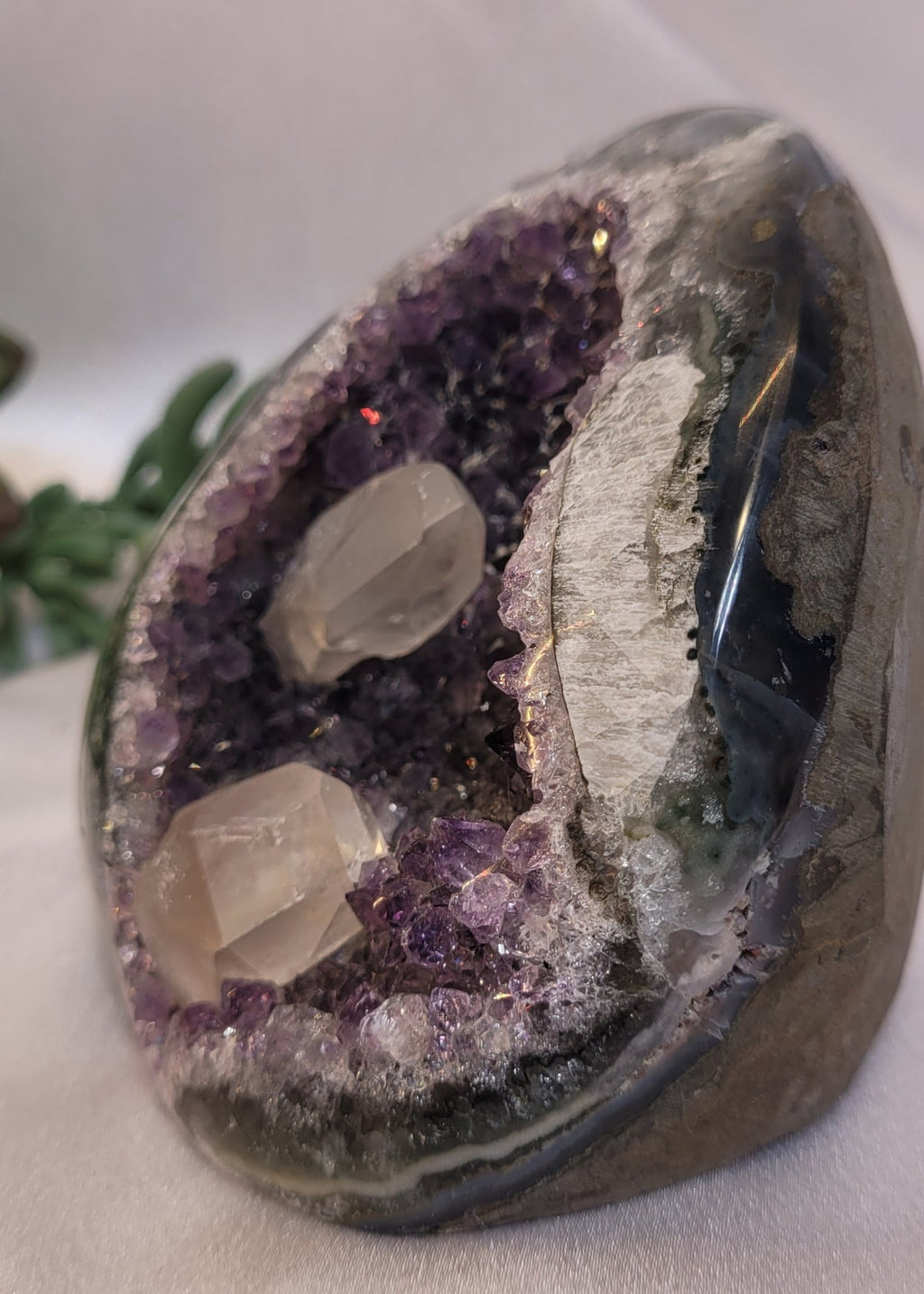 Amethyst Geode Freeform with UV Reactive Calcite Crystals