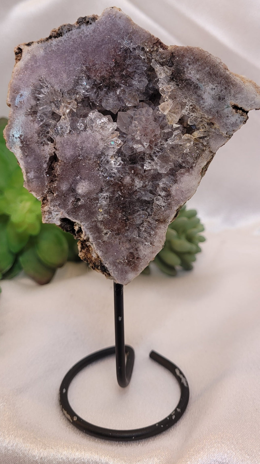 Amethyst Druzy Quartz Specimen on Stand