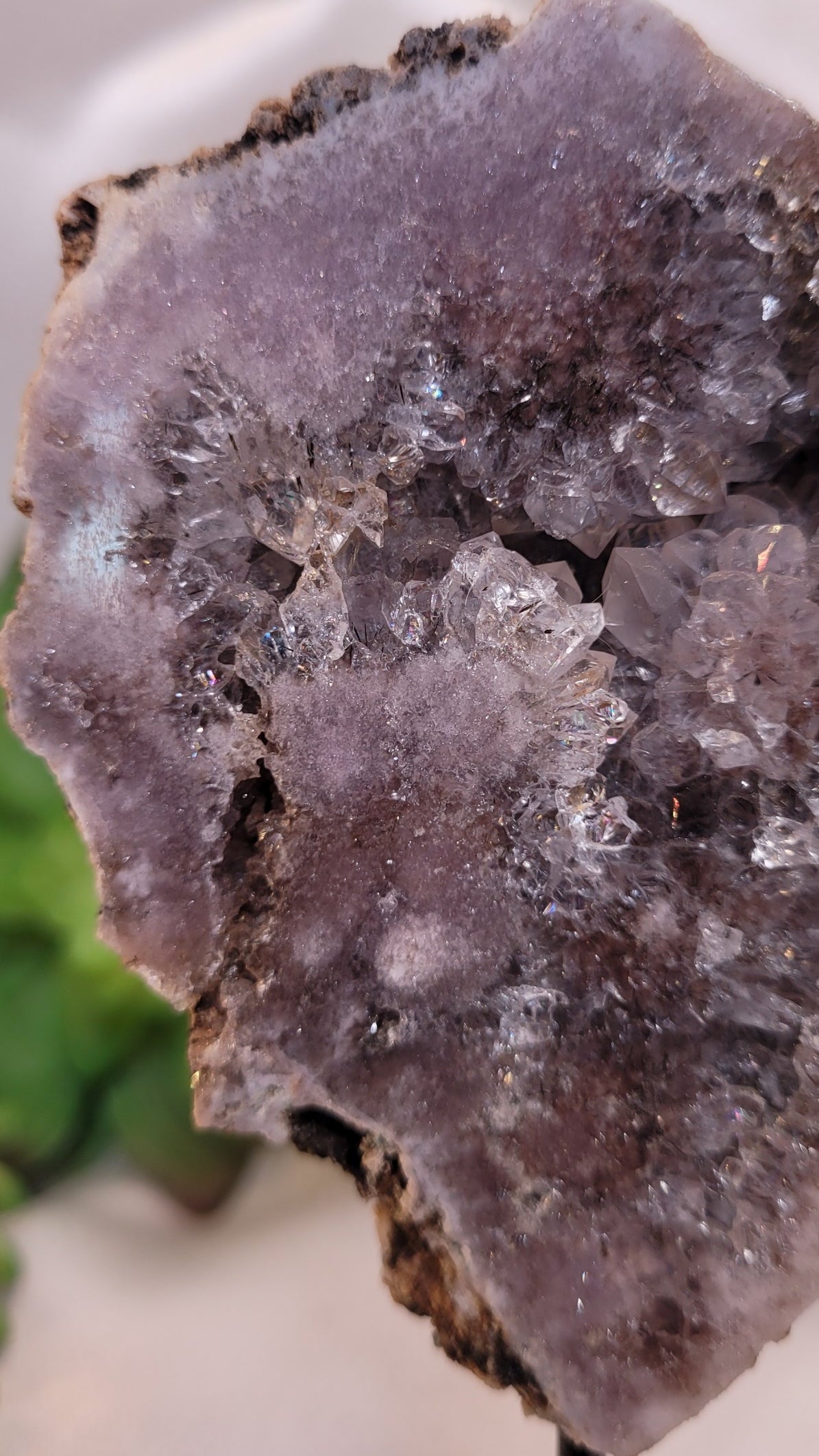 Amethyst Druzy Quartz Specimen on Stand
