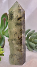 Dendritic Prehnite Tower with Natural Raw Edge