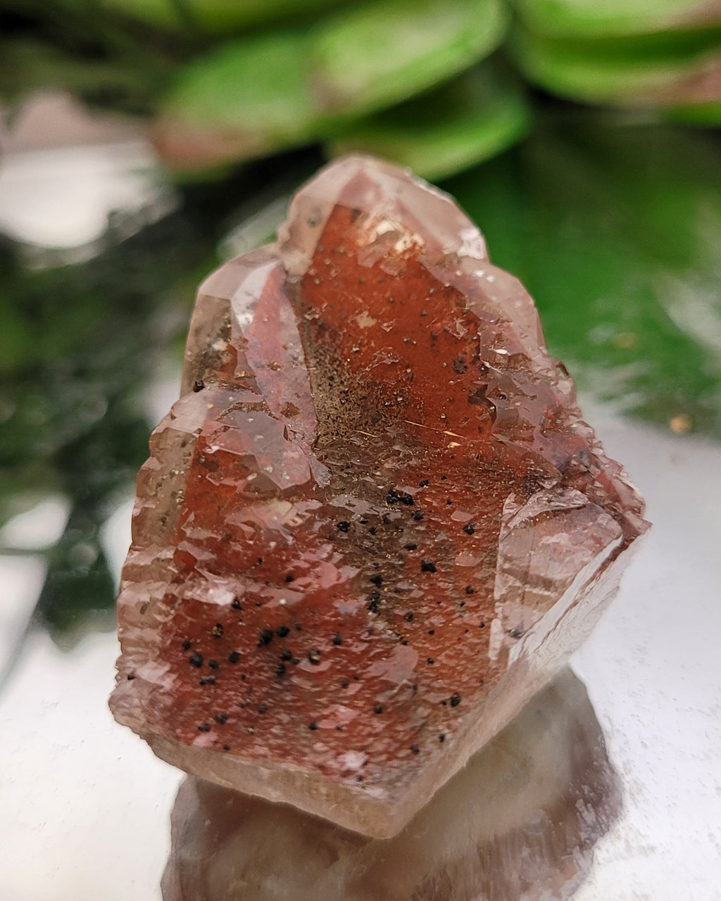 Dogtooth Calcite with Hematite Inclusions | Natural Red Phantom Crystal | 25g