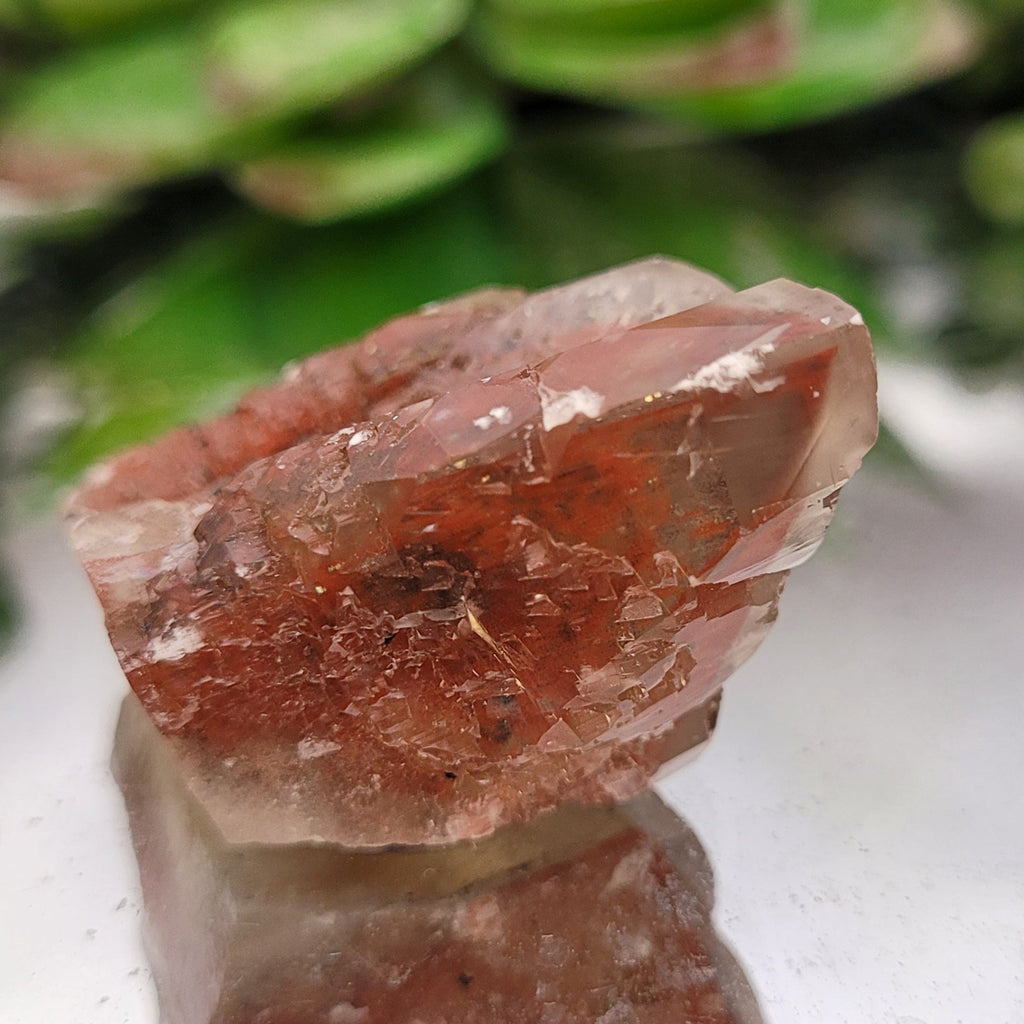 Dogtooth Calcite with Hematite Inclusions | Natural Red Phantom Crystal | 25g