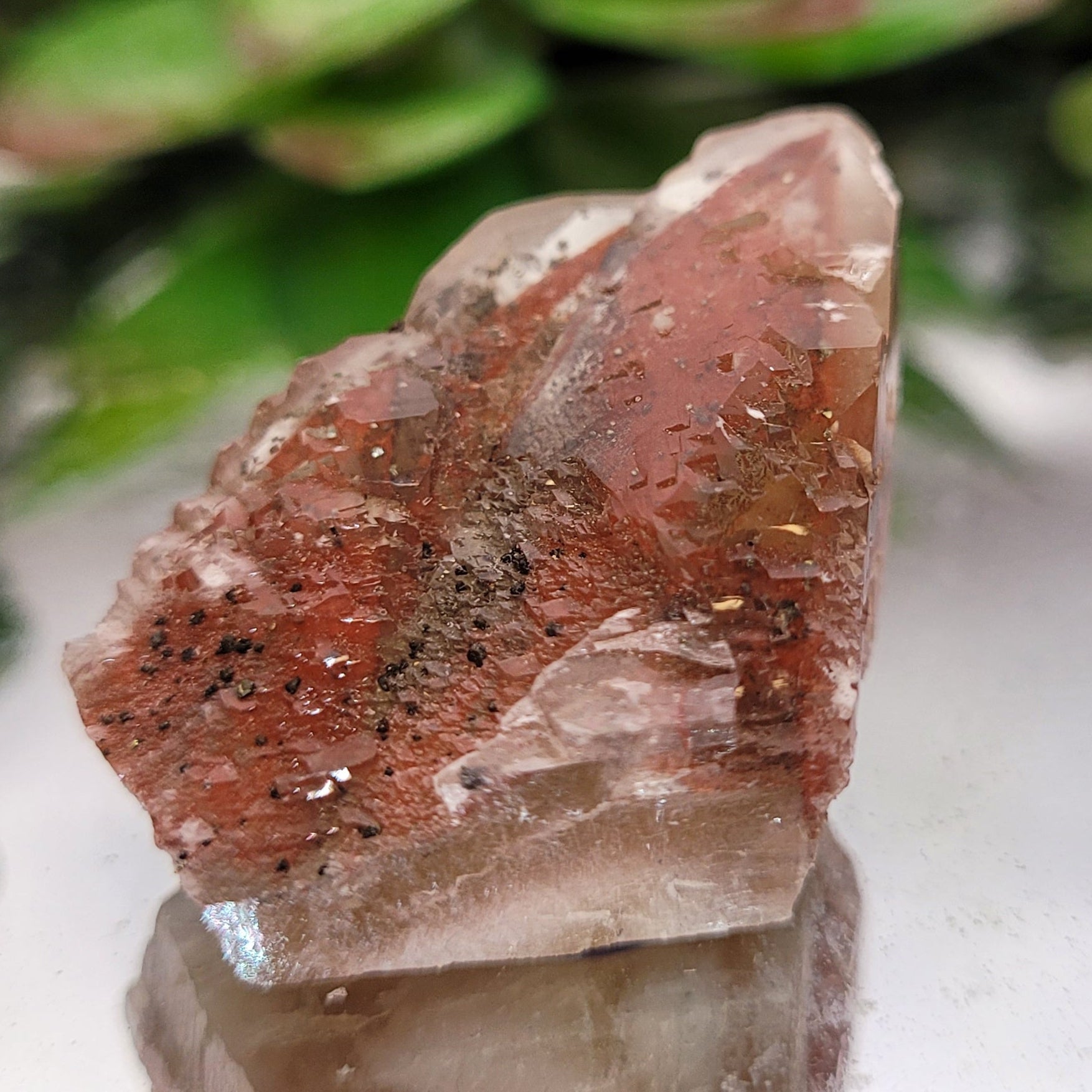 Dogtooth Calcite with Hematite Inclusions | Natural Red Phantom Crystal | 25g
