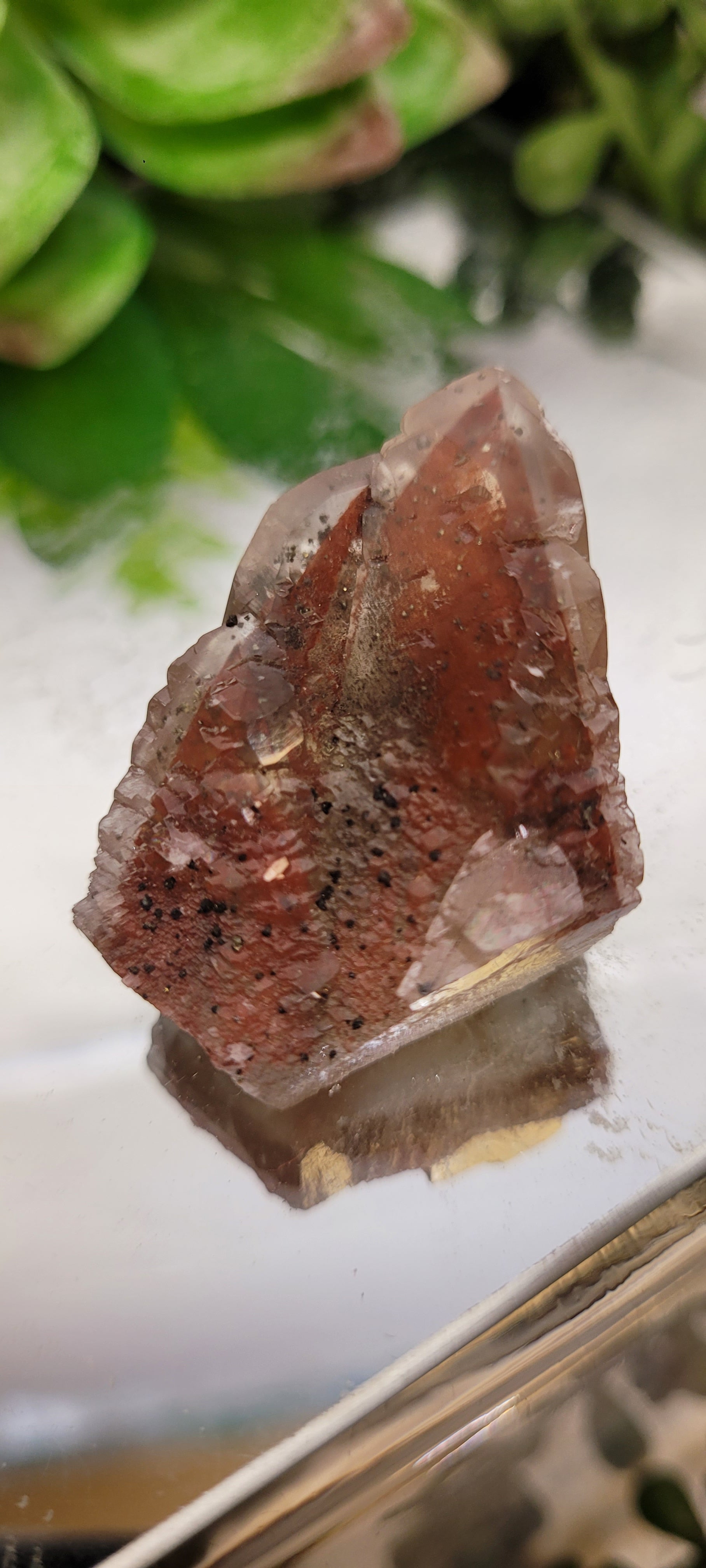 Dogtooth Calcite with Hematite Inclusions | Natural Red Phantom Crystal | 25g