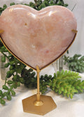 Peach Carnelian Heart on Gold Stand | Polished Crystal Heart | 319g