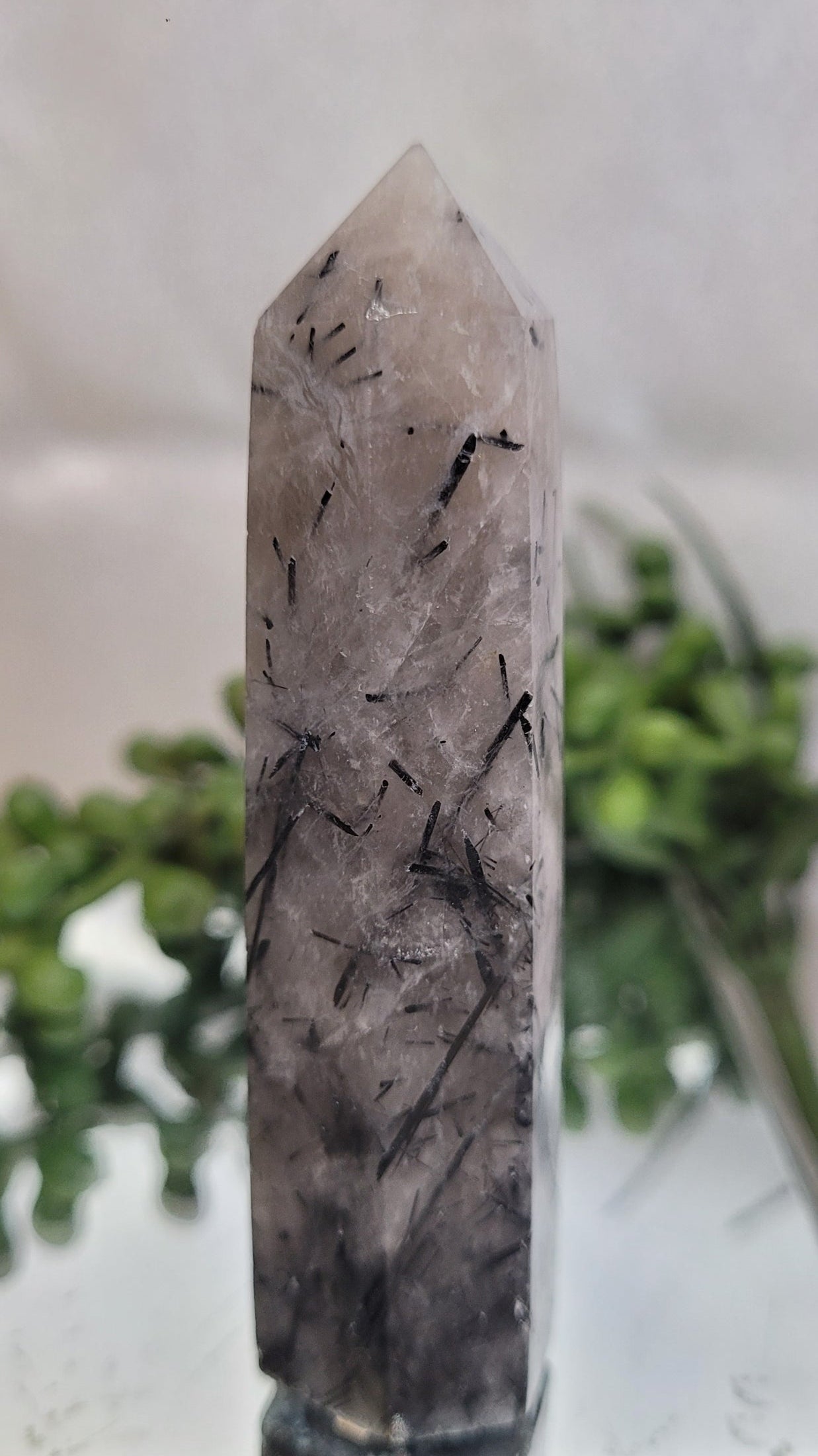 Tourmalinated Quartz Tower | Dense Black Tourmaline Inclusions | 55 g | 84 mm