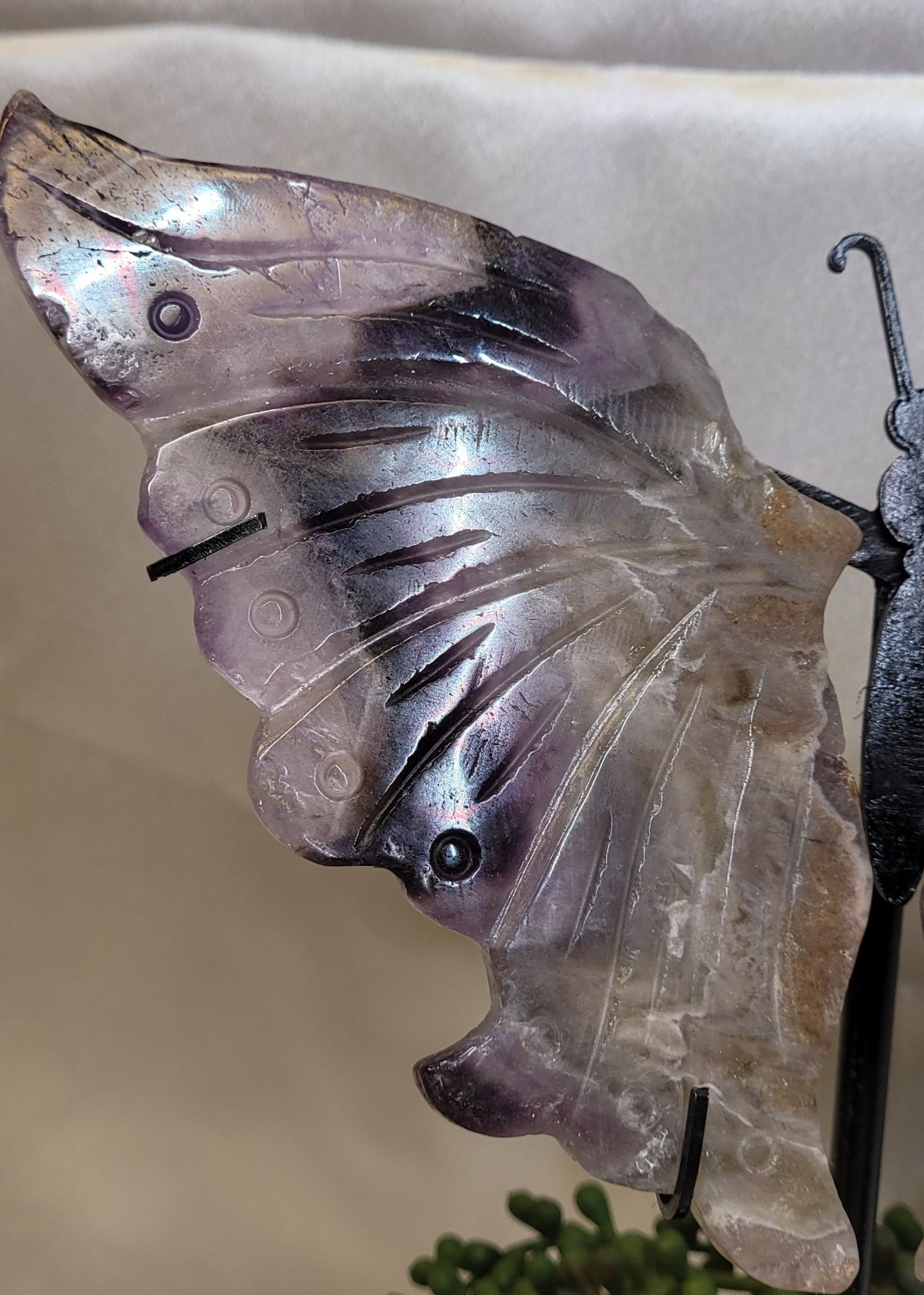 Amethyst Butterfly Wings on Stand | Large Crystal Display Sculpture | 8" Tall