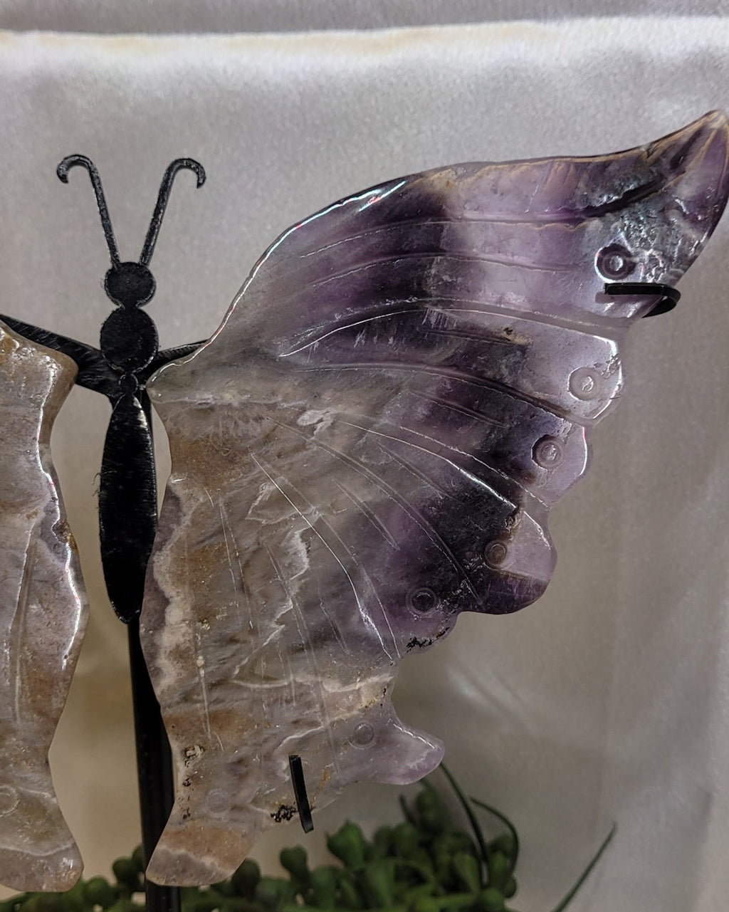 Amethyst Butterfly Wings on Stand | Large Crystal Display Sculpture | 8" Tall