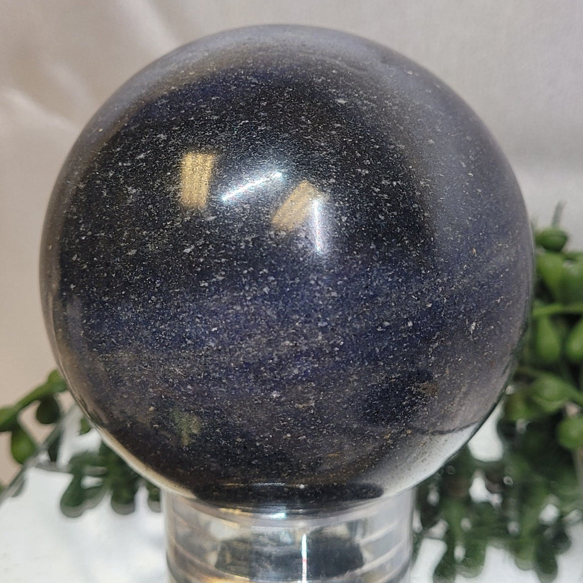Large Dumortierite Quartz Sphere | 80.4mm Midnight Blue Crystal Sphere | Collector Piece