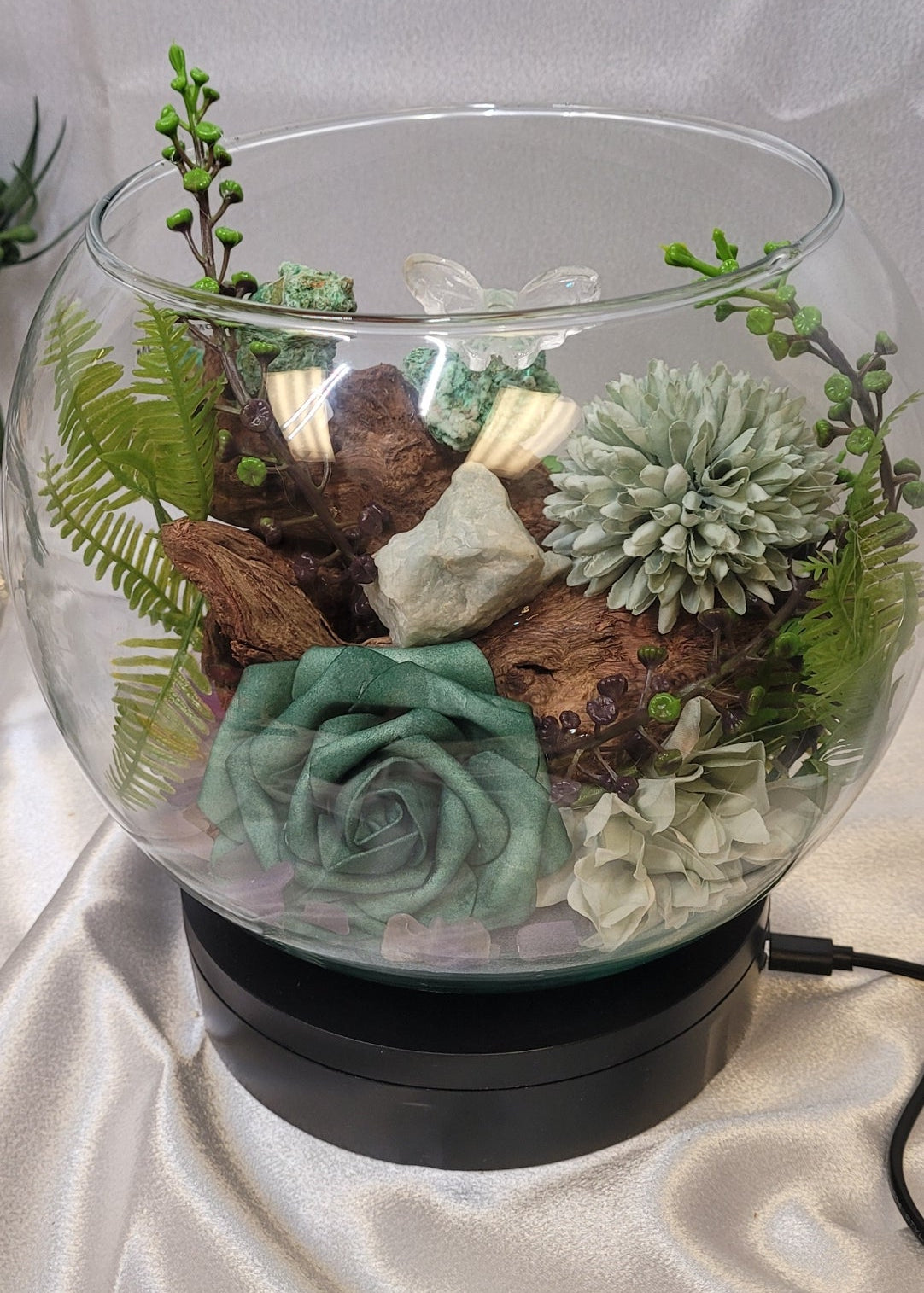 Whispering Grove Crystal Terrarium | Smithsonite, Aquamarine, Amazonite & Amethyst