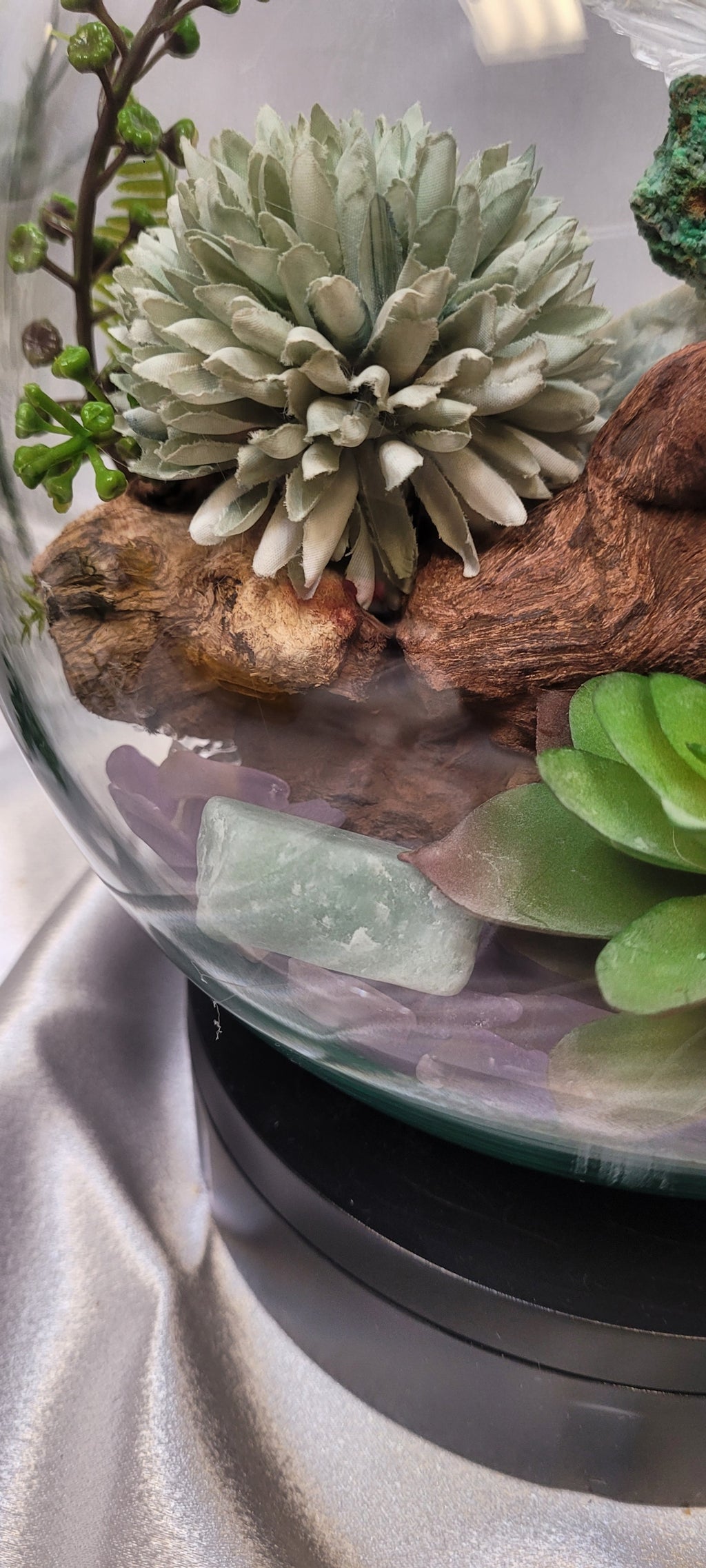 Whispering Grove Crystal Terrarium | Smithsonite, Aquamarine, Amazonite & Amethyst