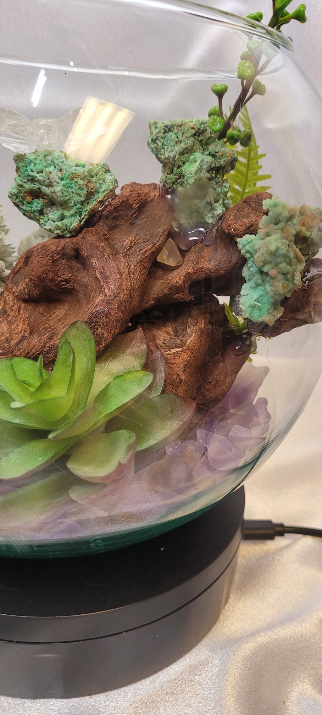 Whispering Grove Crystal Terrarium | Smithsonite, Aquamarine, Amazonite & Amethyst