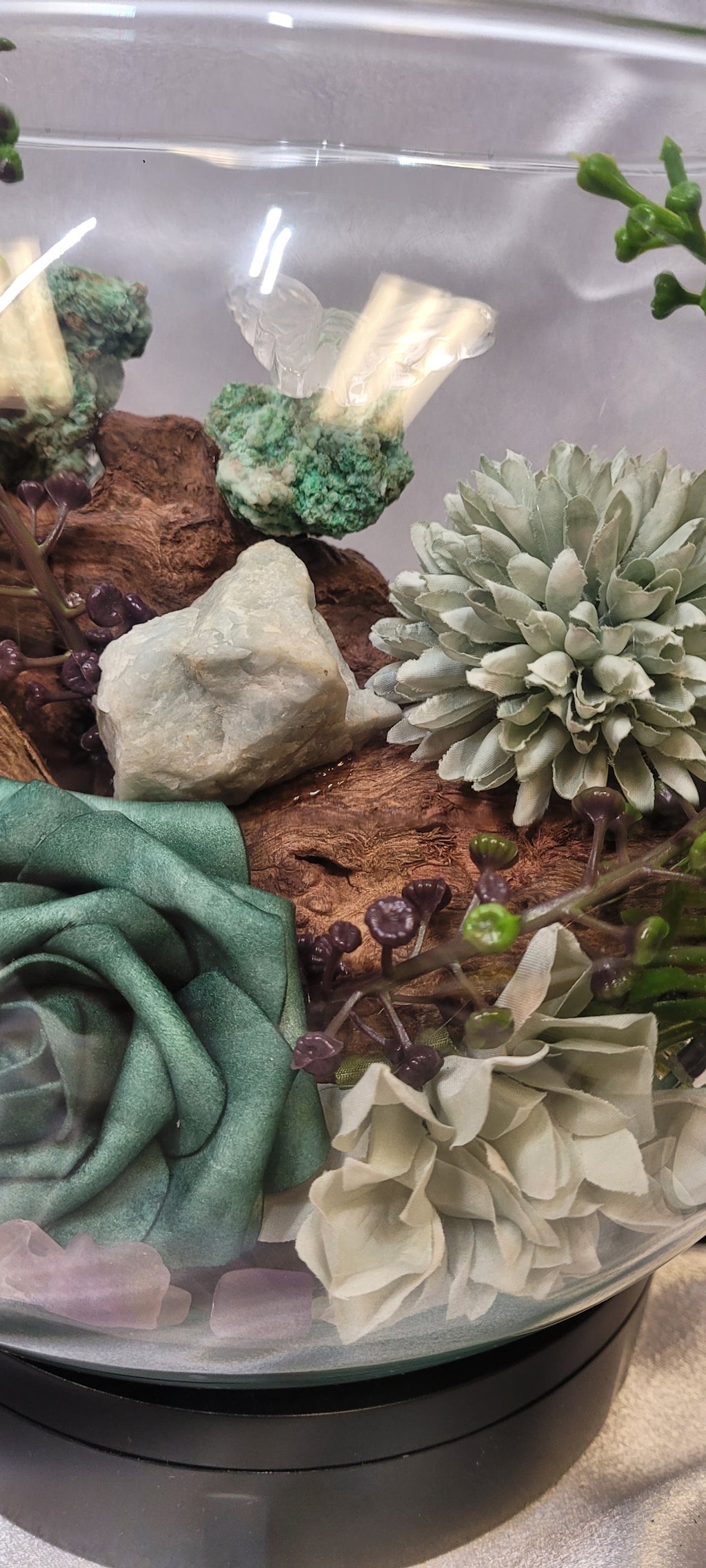 Whispering Grove Crystal Terrarium | Smithsonite, Aquamarine, Amazonite & Amethyst