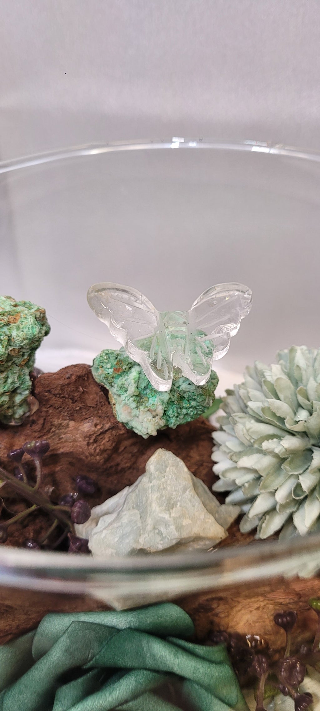 Whispering Grove Crystal Terrarium | Smithsonite, Aquamarine, Amazonite & Amethyst