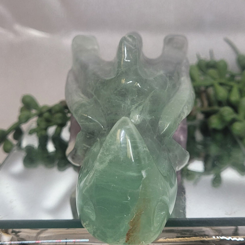 Rainbow Fluorite Dragon Head Carving | Green & Purple Fluorite Crystal Dragon | 400g