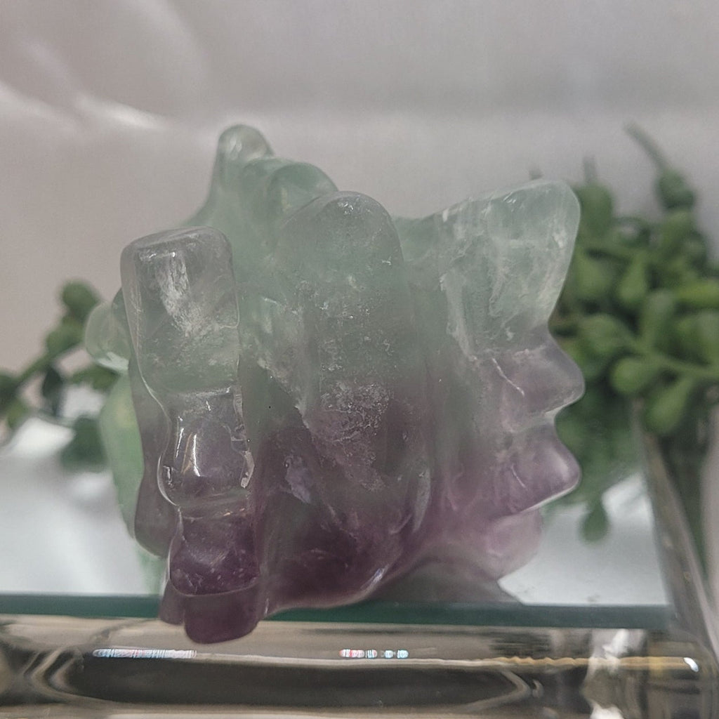 Rainbow Fluorite Dragon Head Carving | Green & Purple Fluorite Crystal Dragon | 400g