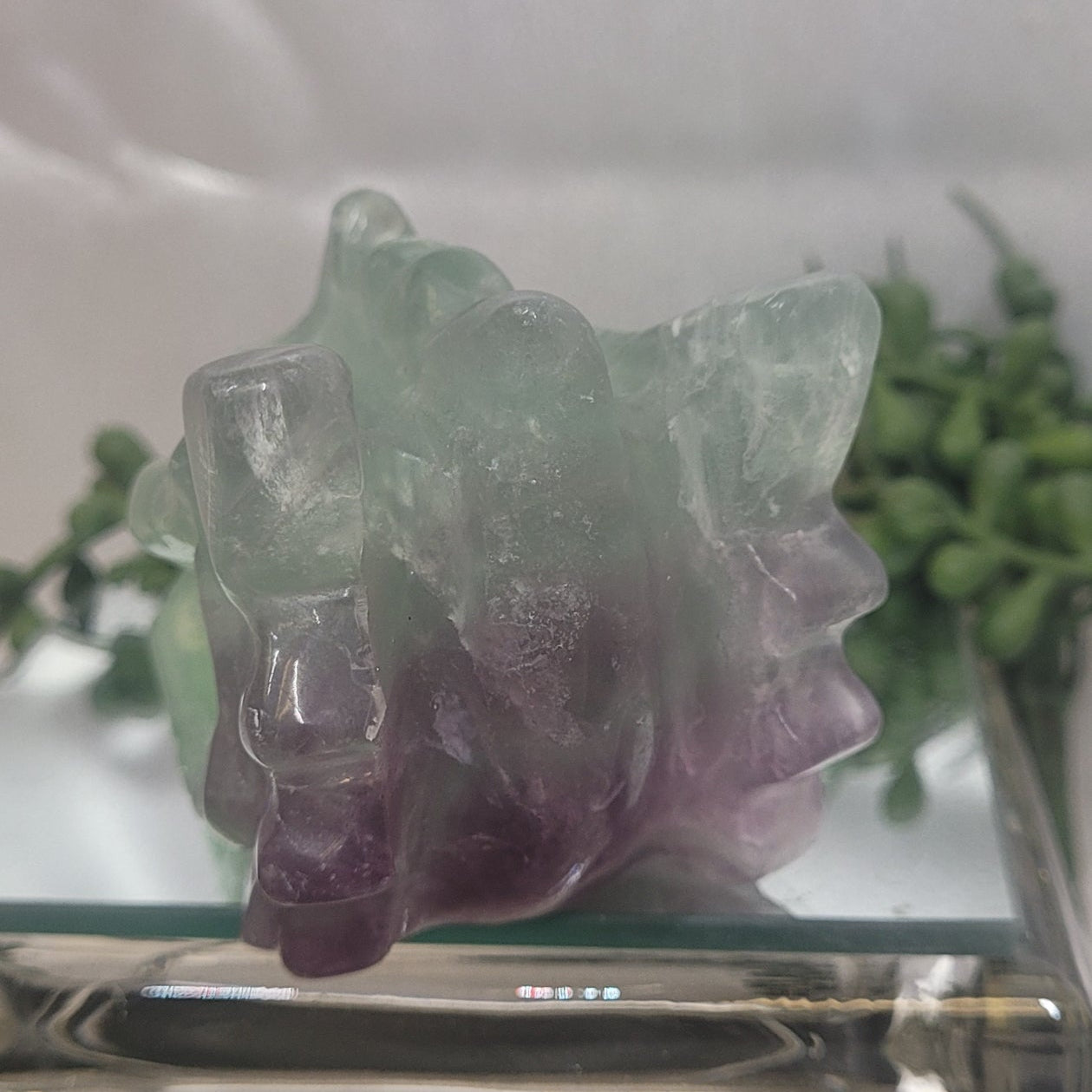 Rainbow Fluorite Dragon Head Carving | Green & Purple Fluorite Crystal Dragon | 400g
