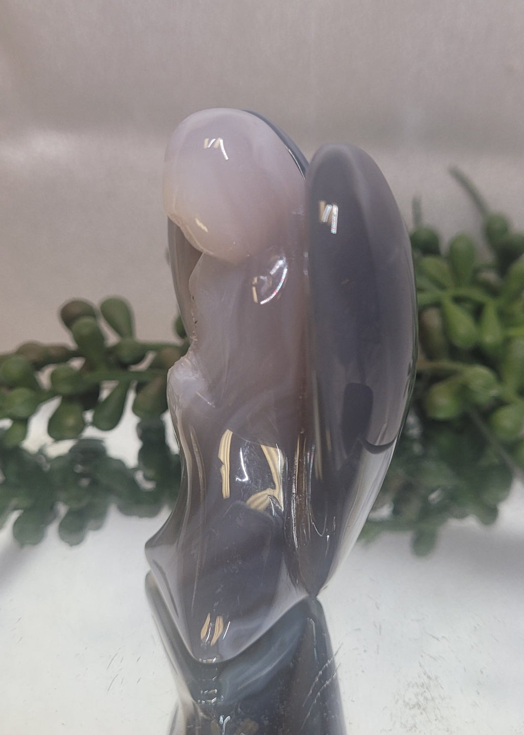 Druzy Agate Angel Carving | Natural Banded Agate Crystal Angel | 101g