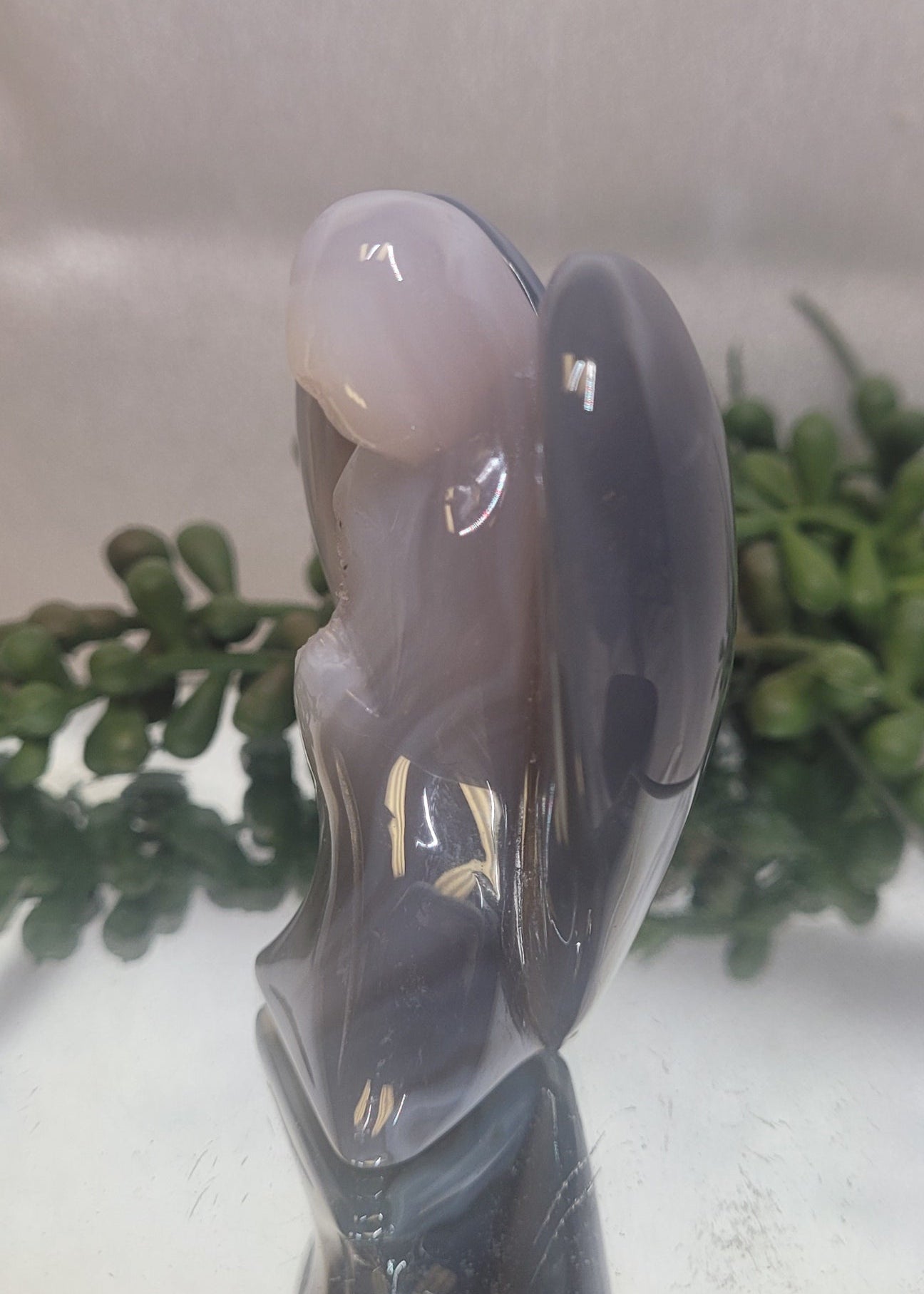 Druzy Agate Angel Carving | Natural Banded Agate Crystal Angel | 101g