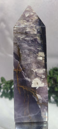 Purple Chalcedony Tower with Golden Veins