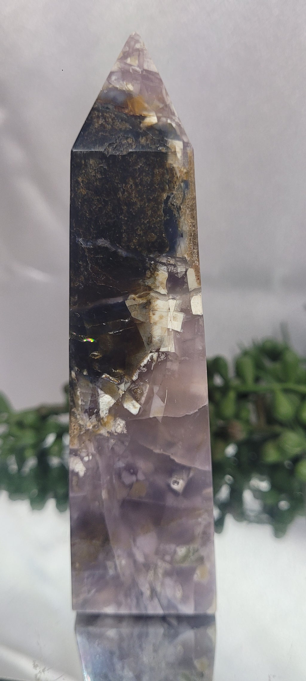Purple Chalcedony Tower with Golden Veins