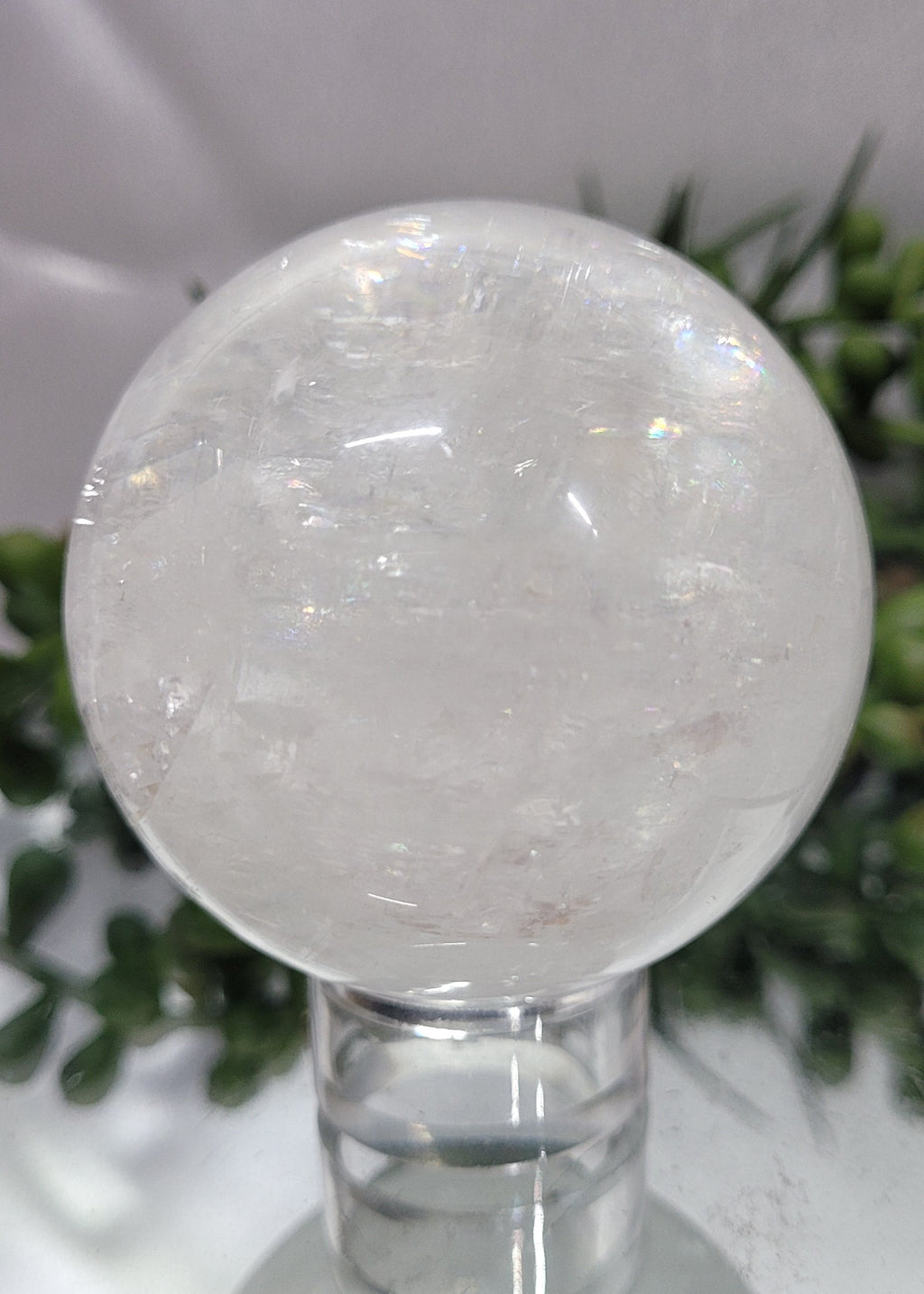 Optical Calcite Sphere | Rainbow Flash Iceland Spar Sphere | 56mm