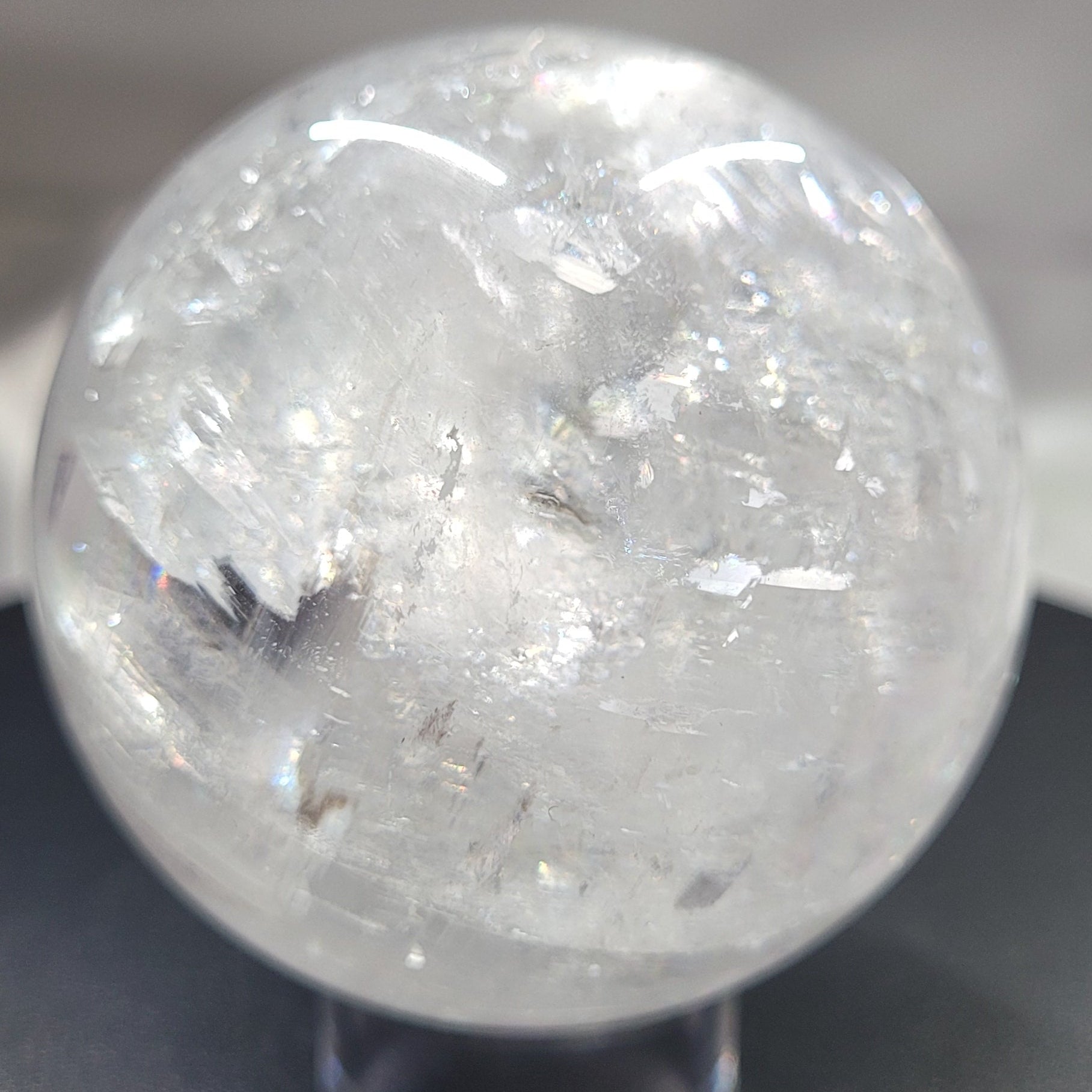 Optical Calcite Sphere | Rainbow Flash Iceland Spar Sphere | 56mm