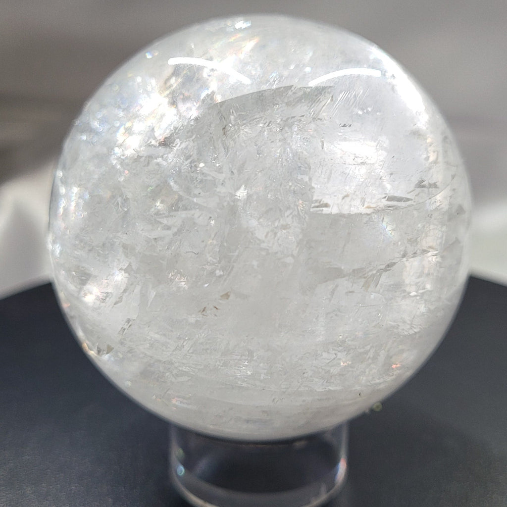 Optical Calcite Sphere | Rainbow Flash Iceland Spar Sphere | 56mm