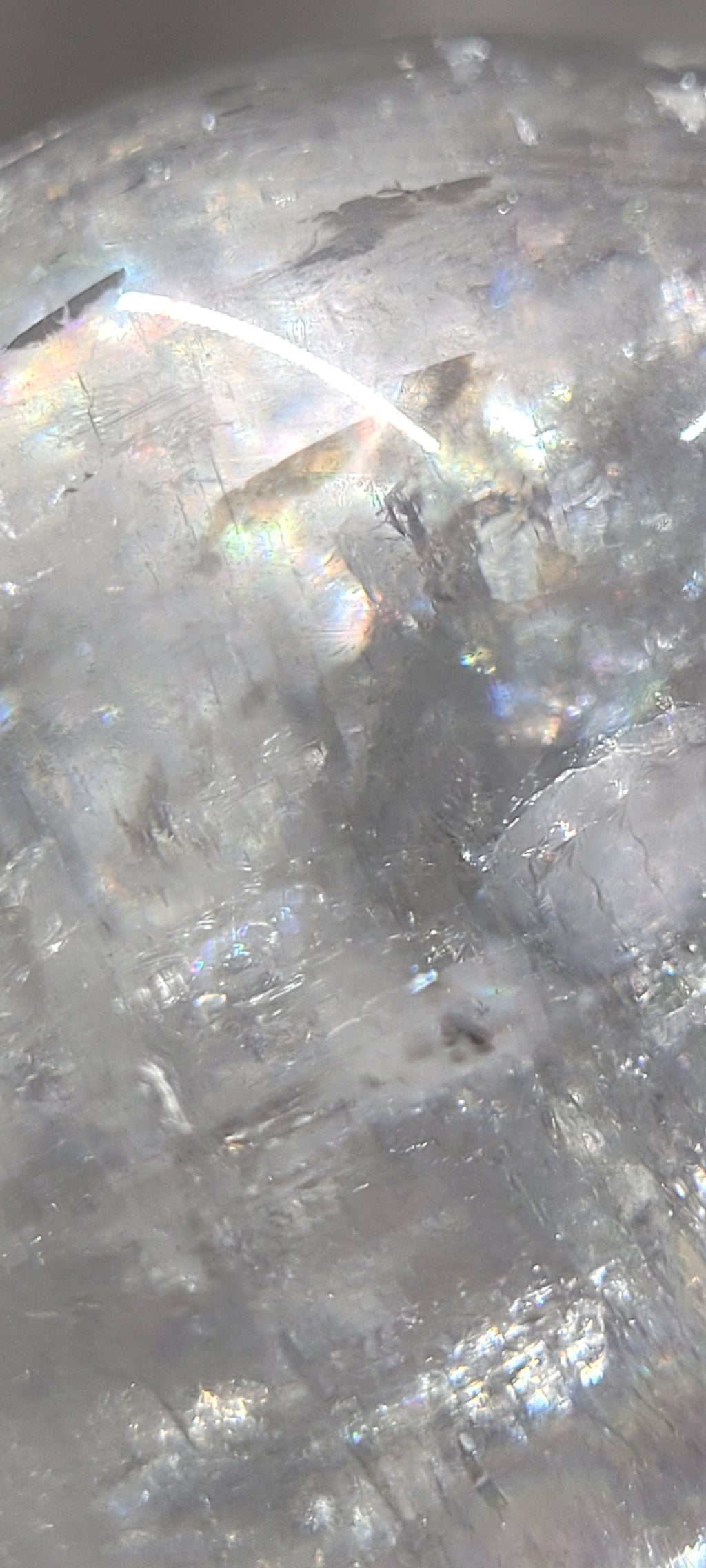 Optical Calcite Sphere | Rainbow Flash Iceland Spar Sphere | 56mm