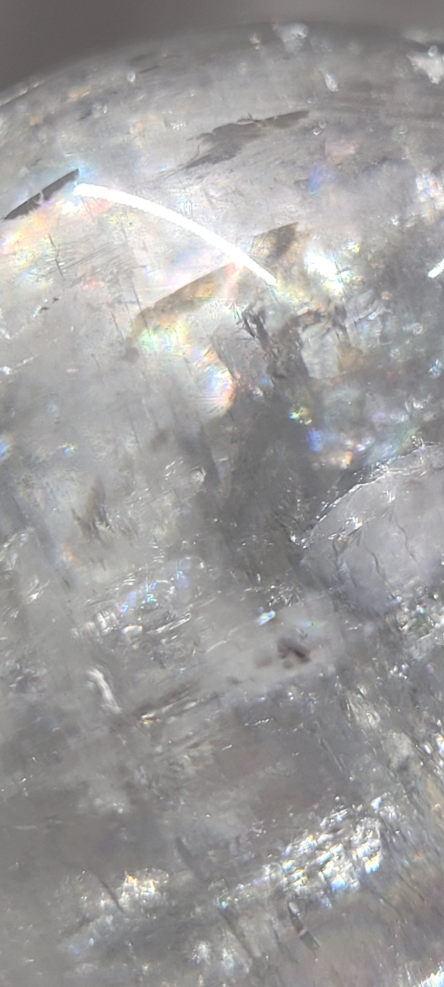 Optical Calcite Sphere | Rainbow Flash Iceland Spar Sphere | 56mm