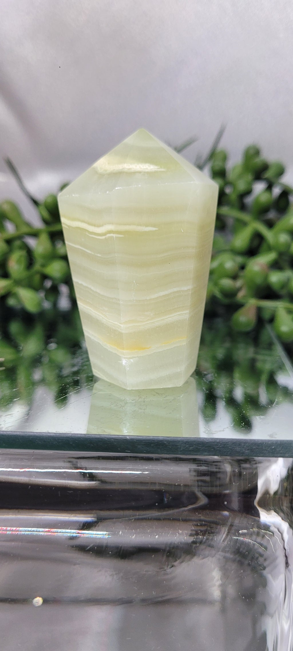 Pale Green Onyx Afghan Jade Point | Polished Crystal Tower | 77g
