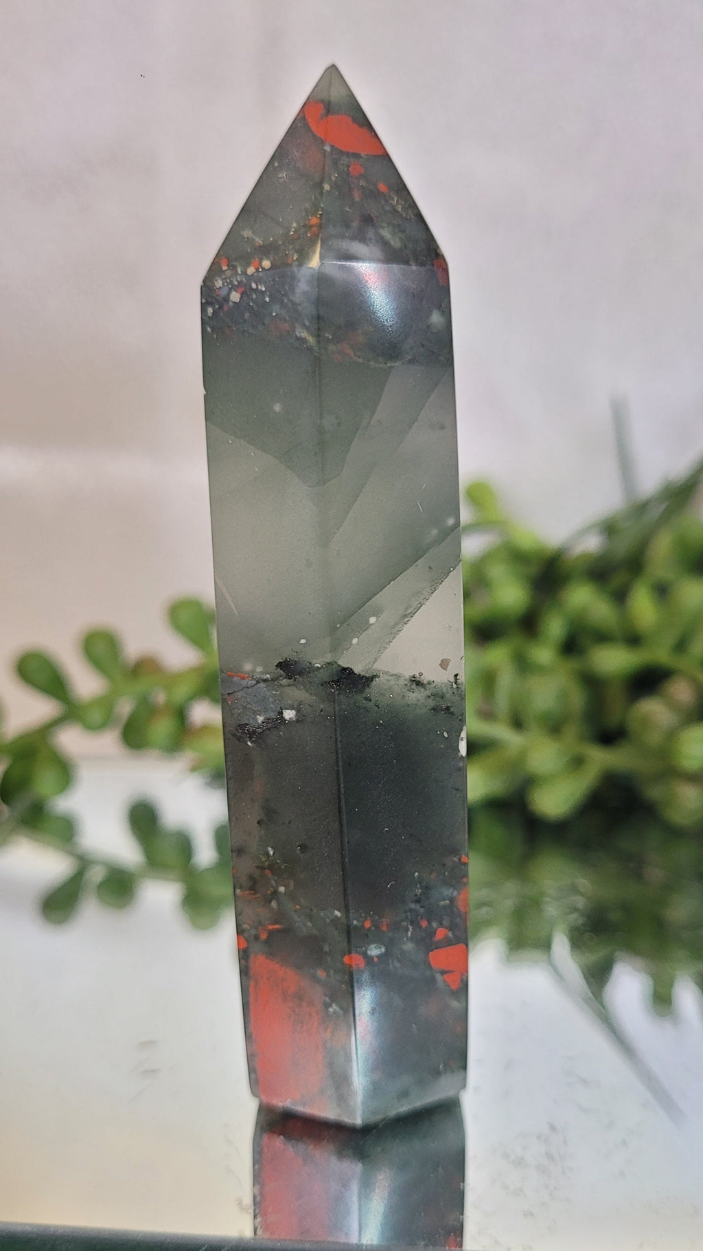 Bloodstone Crystal Tower | Polished Bloodstone Point | Standing Bloodstone Generator | 90.3mm Tall | 73g