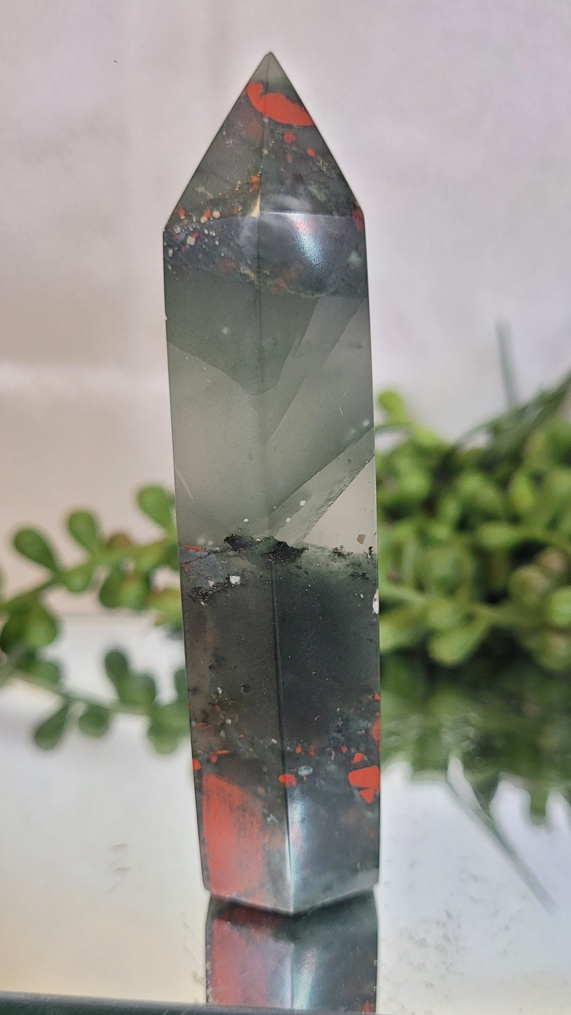 Bloodstone Crystal Tower | Polished Bloodstone Point | Standing Bloodstone Generator | 90.3mm Tall | 73g