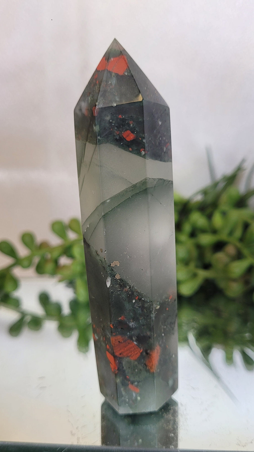 Bloodstone Crystal Tower | Polished Bloodstone Point | Standing Bloodstone Generator | 90.3mm Tall | 73g