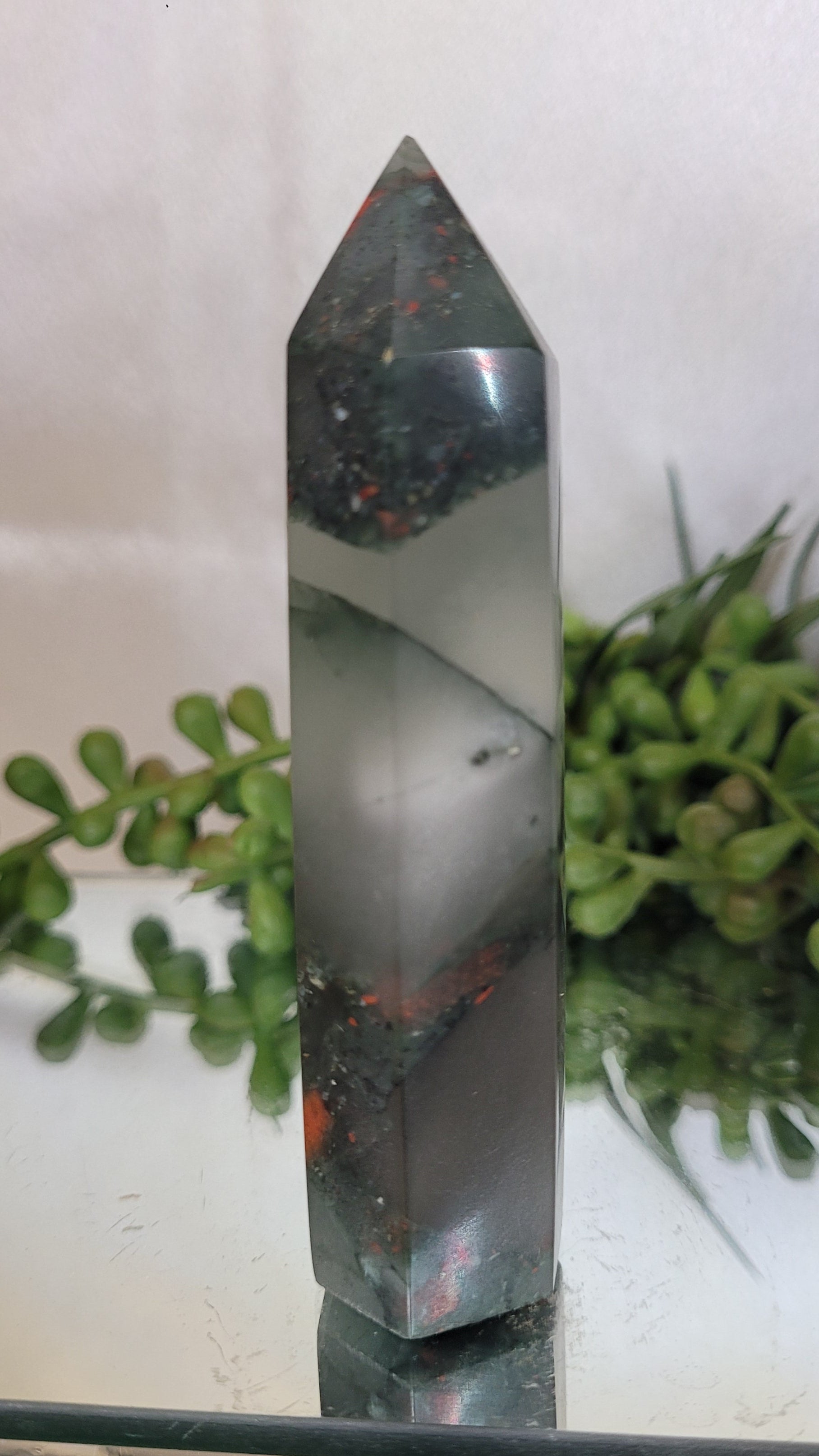Bloodstone Crystal Tower | Polished Bloodstone Point | Standing Bloodstone Generator | 90.3mm Tall | 73g