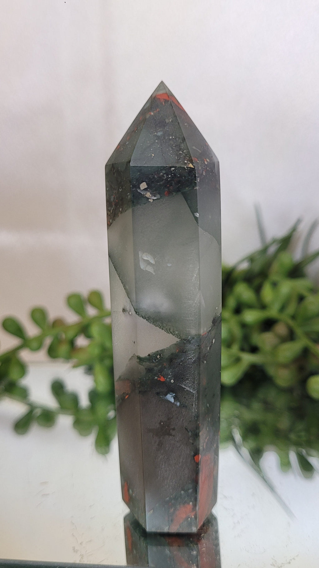 Bloodstone Crystal Tower | Polished Bloodstone Point | Standing Bloodstone Generator | 90.3mm Tall | 73g