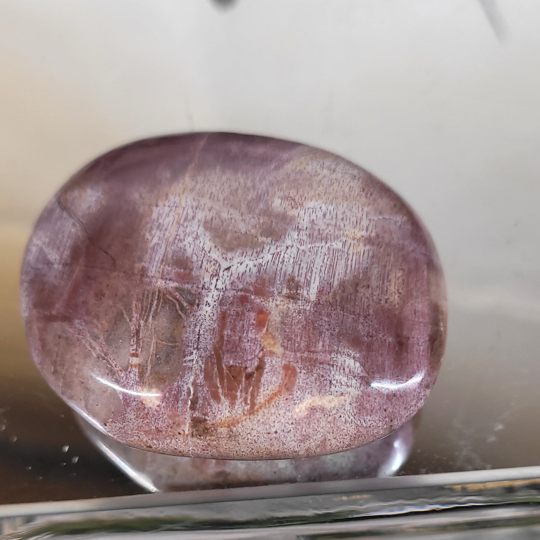 Pink Ocean Jasper Palm Stone | Polished Ocean Jasper Worry Stone | Natural Ocean Jasper