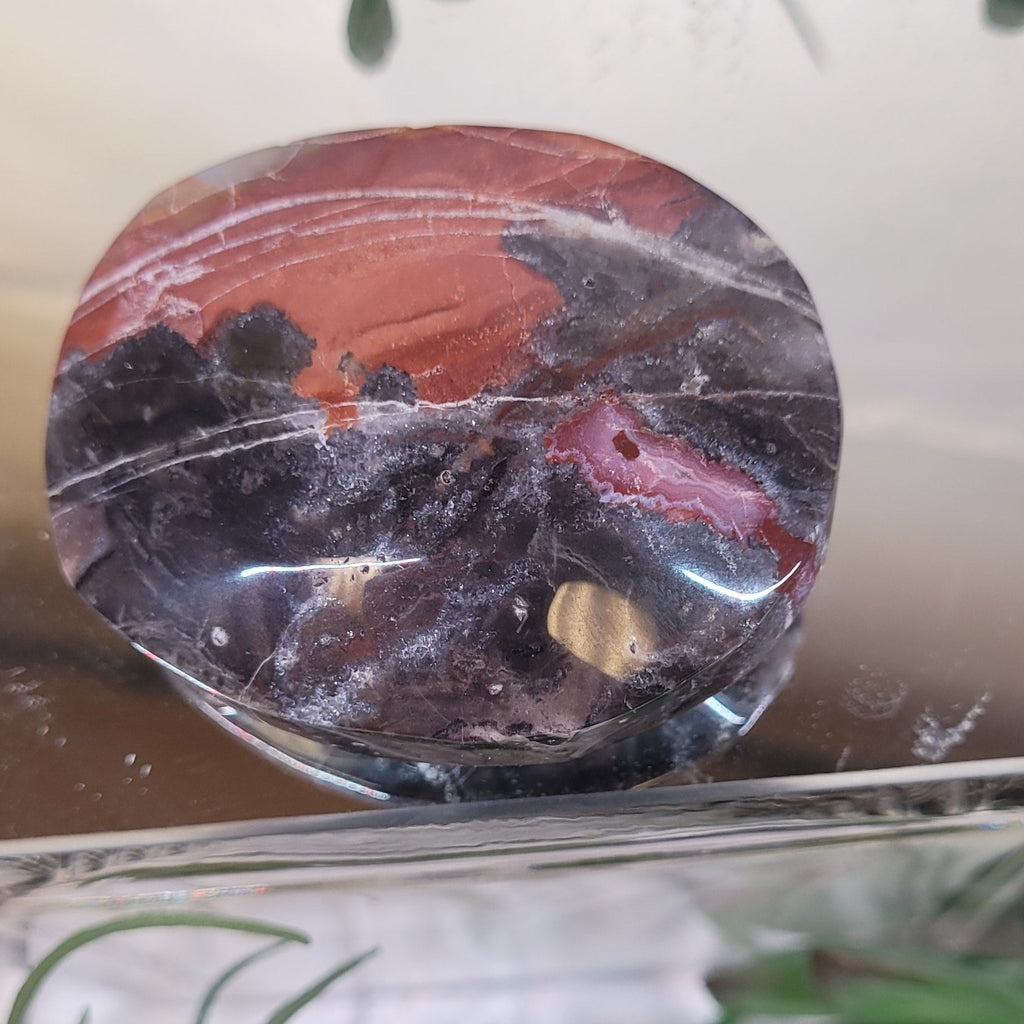 Brecciated Jasper Palm Stone | Polished Red Jasper Worry Stone | Natural Jasper Crystal