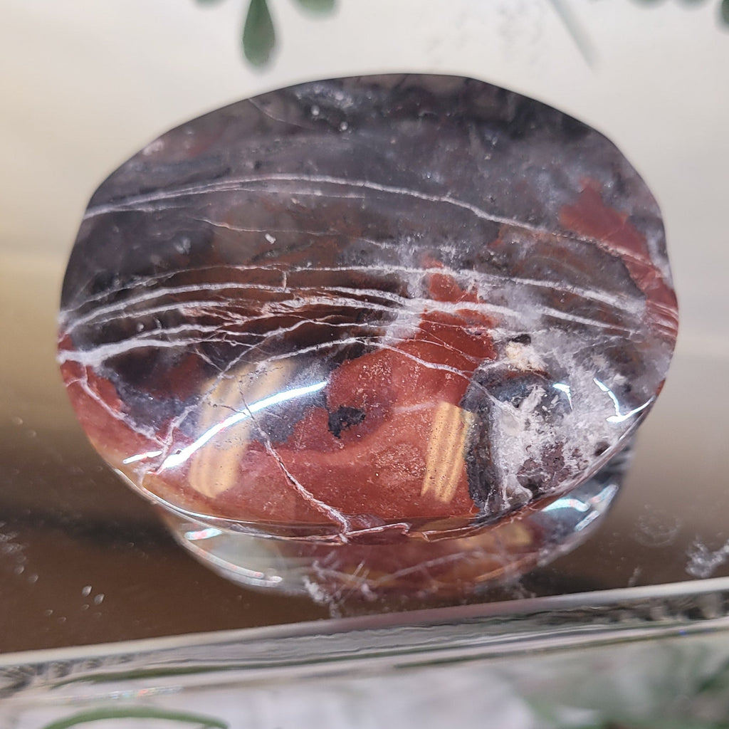 Brecciated Jasper Palm Stone | Polished Red Jasper Worry Stone | Natural Jasper Crystal