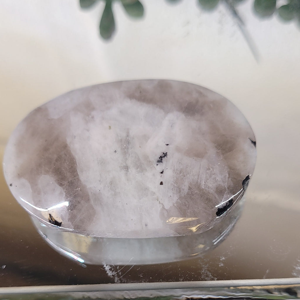 Rainbow Moonstone Palm Stone | Natural White Moonstone Worry Stone | Polished Moonstone Crystal