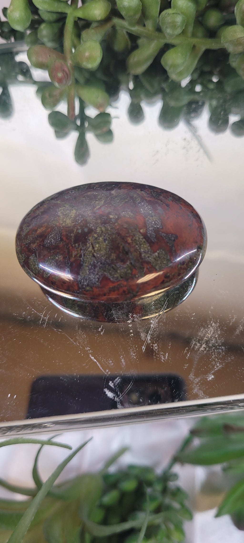 Dragon Blood Jasper Palm Stone | Polished Dragon Stone Worry Stone | Natural Red & Green Jasper