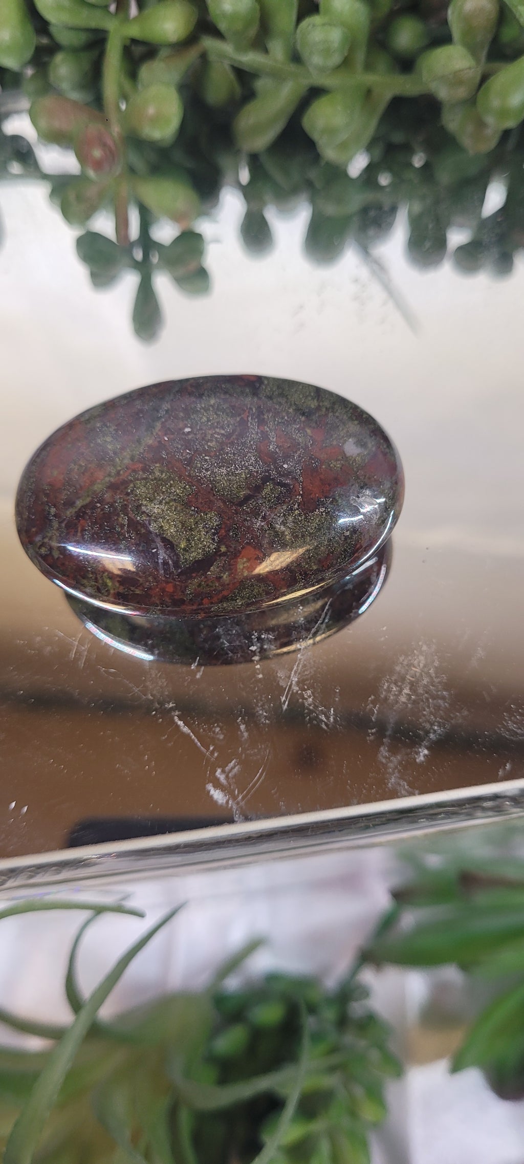 Dragon Blood Jasper Palm Stone | Polished Dragon Stone Worry Stone | Natural Red & Green Jasper
